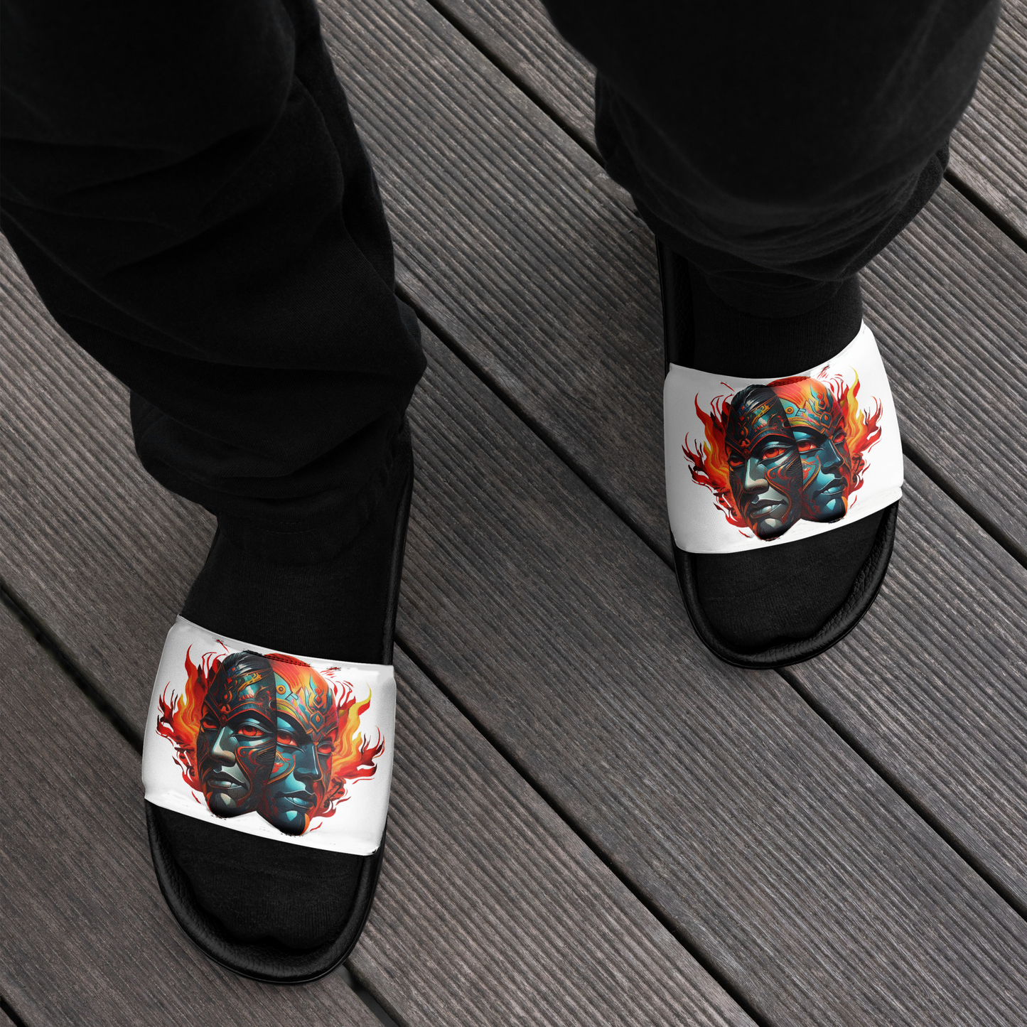 Men’s Washable Two Face Fire Kabuki Slides