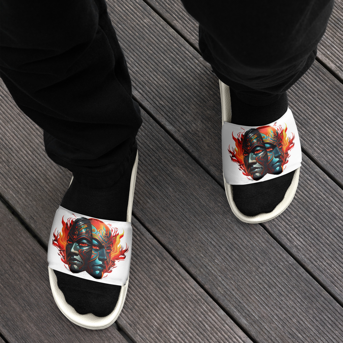 Men’s Washable Two Face Fire Kabuki Slides